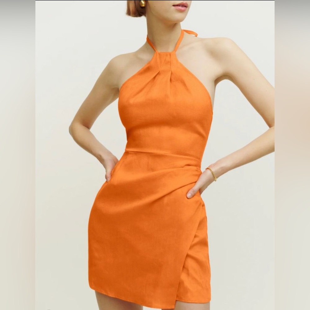 Reformation Orange Linen Dress